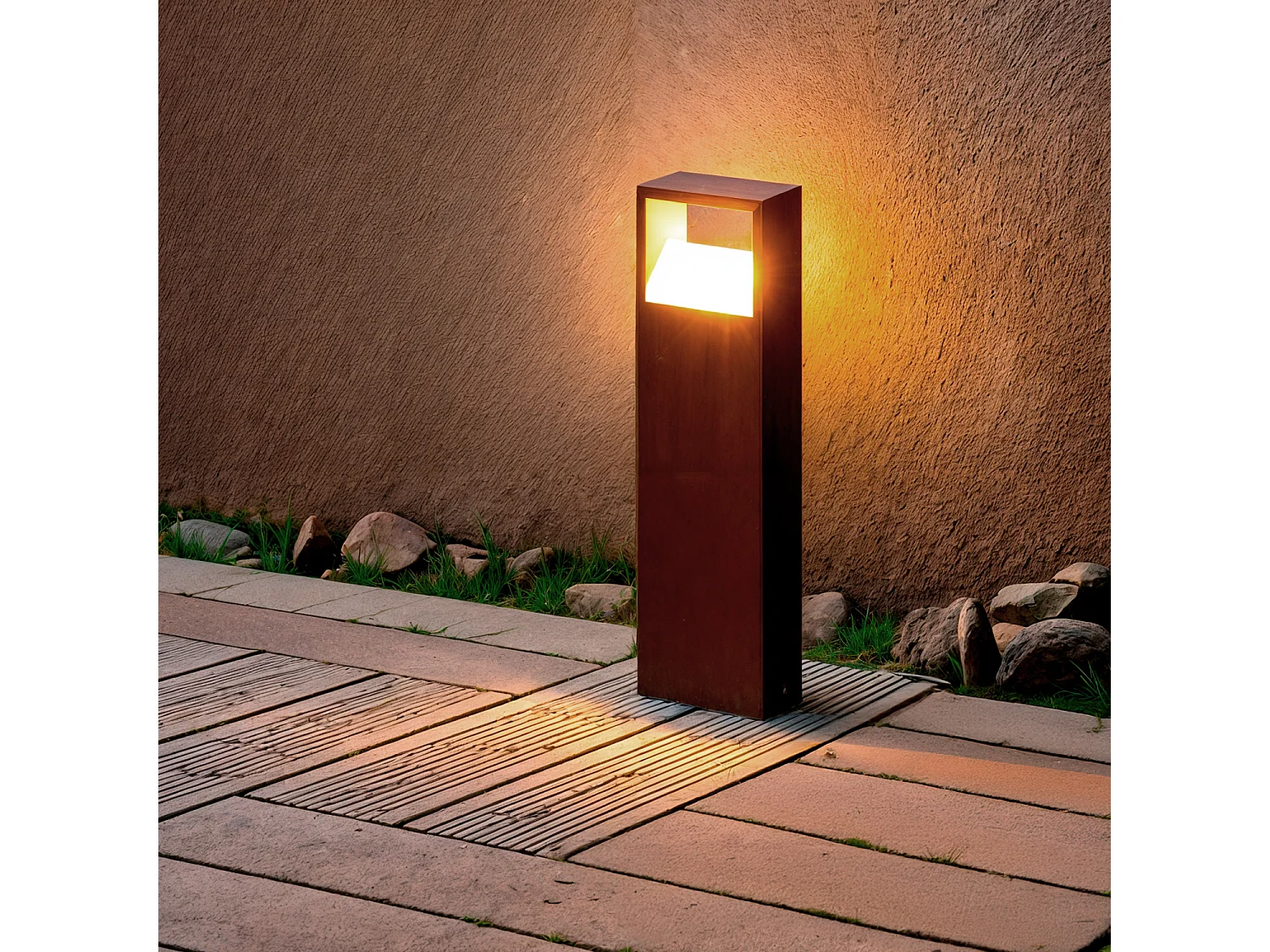 Balise LED 9W Extérieure Aluminium  en Saillie sur Pied 50cm Sheffield Rouille
