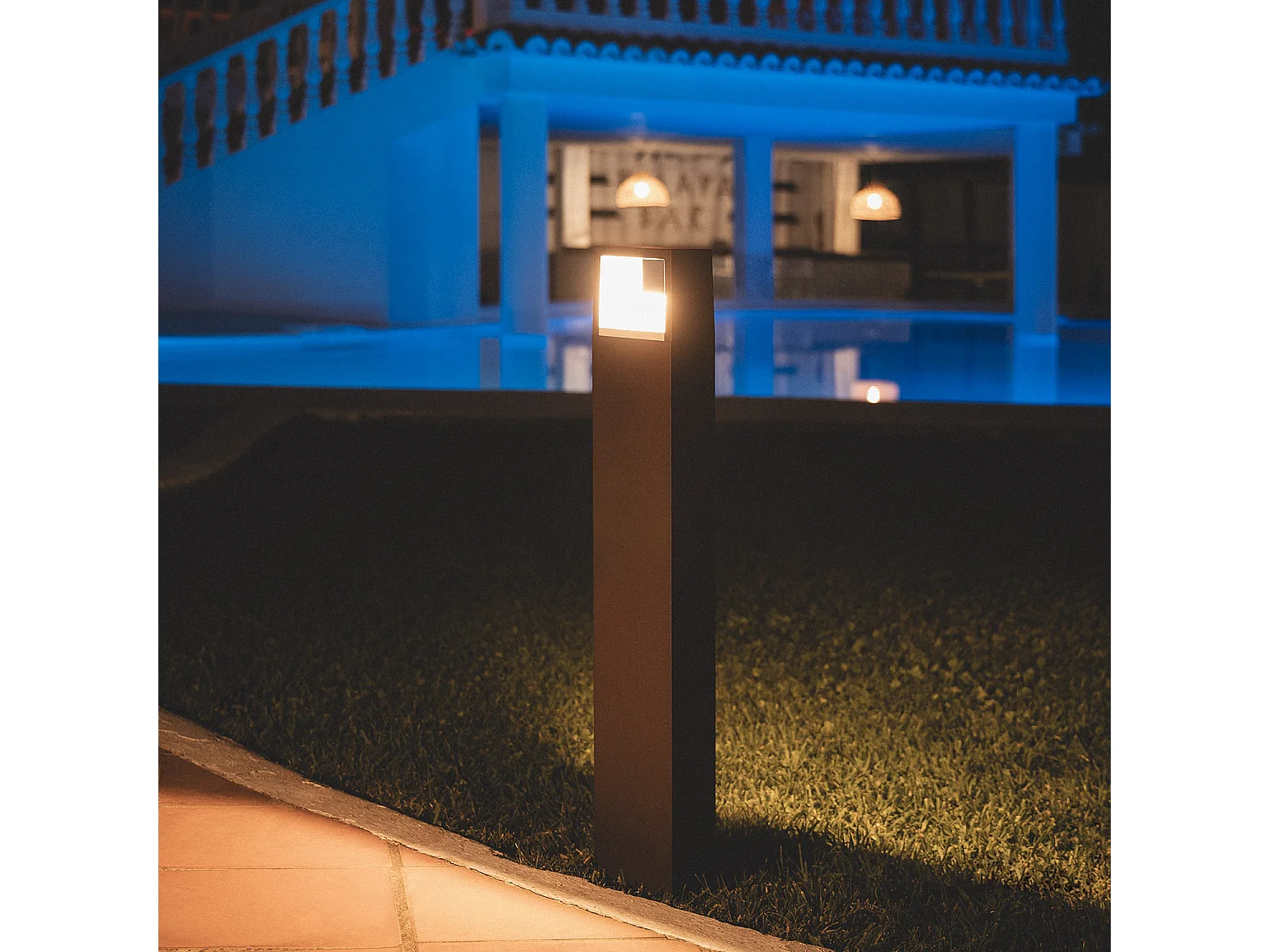 Balise LED 9W Extérieure Aluminium en Saillie sur Pied 80cm Sheffield  Anthracite