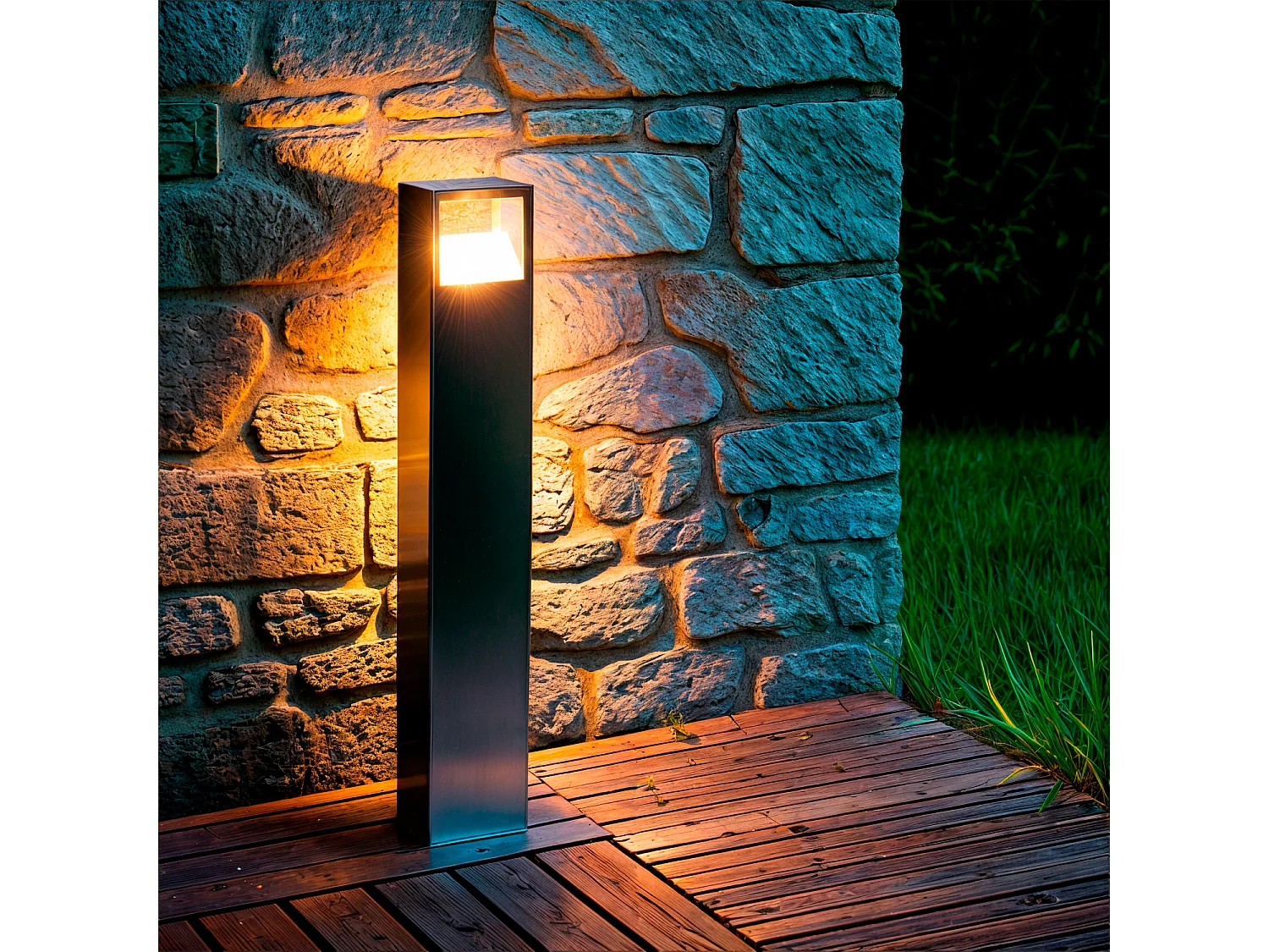 Balise LED 9W Extérieure Aluminium en Saillie sur Pied 80cm Sheffield  Anthracite