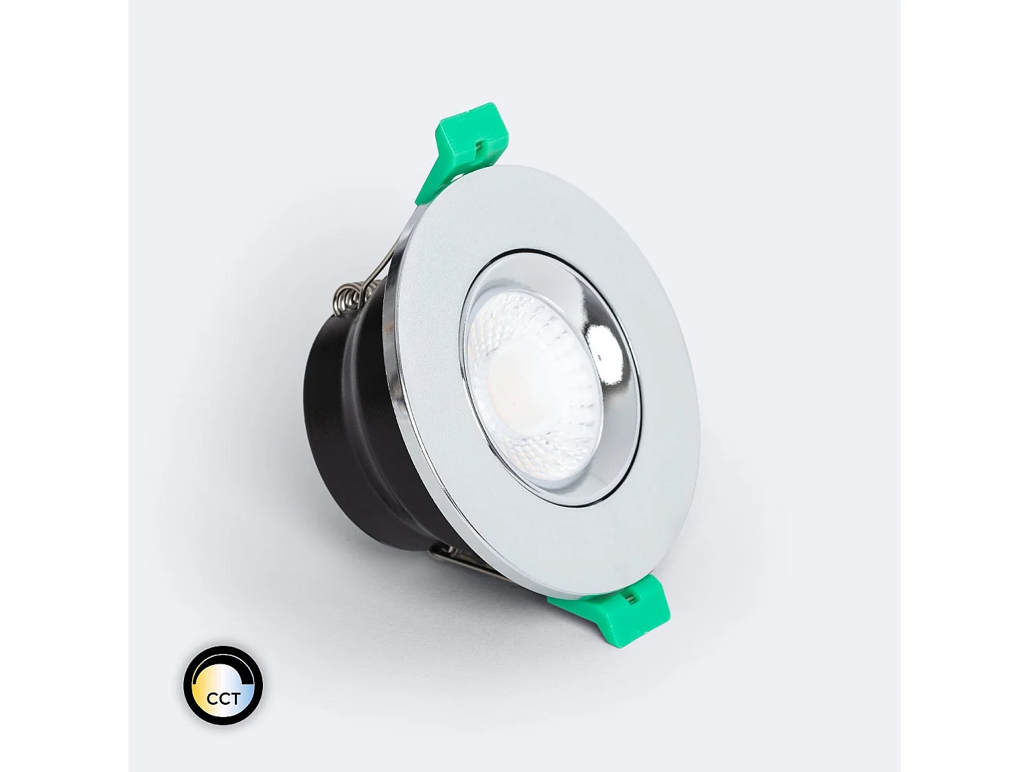 Spot Downlight Ignifuge LED 5-8W Rond Dimmable IP65 Coupe Ø 65 mm Design Ajustable Chromé Sélectionnable (Neutre-Froid)
