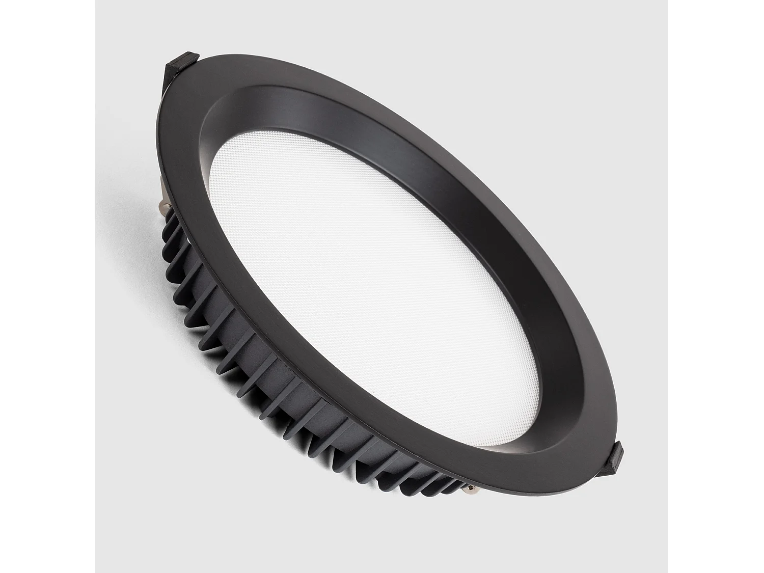 Downlight LED 40W Circular AERO 130 lm/W Microprismático CCT Seleccionable  Corte Ø 200 mm Negro Seleccionable (Cálido-Neutro-Frío)