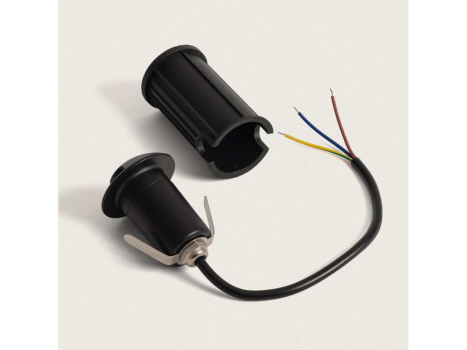 Baliza Exterior LED 1W Empotrable Suelo Letso 3L Negro 2700K Blanco Cálido