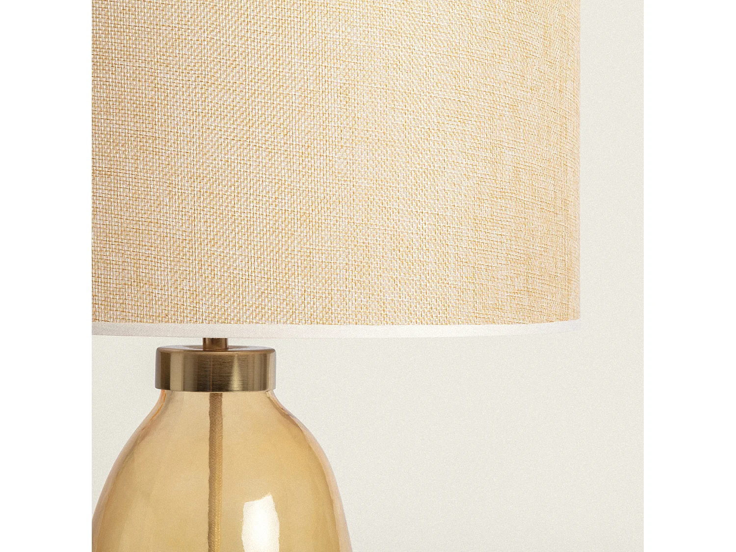 Lampada da Tavolo Big Nally in Tessuto e Vetro Arancione