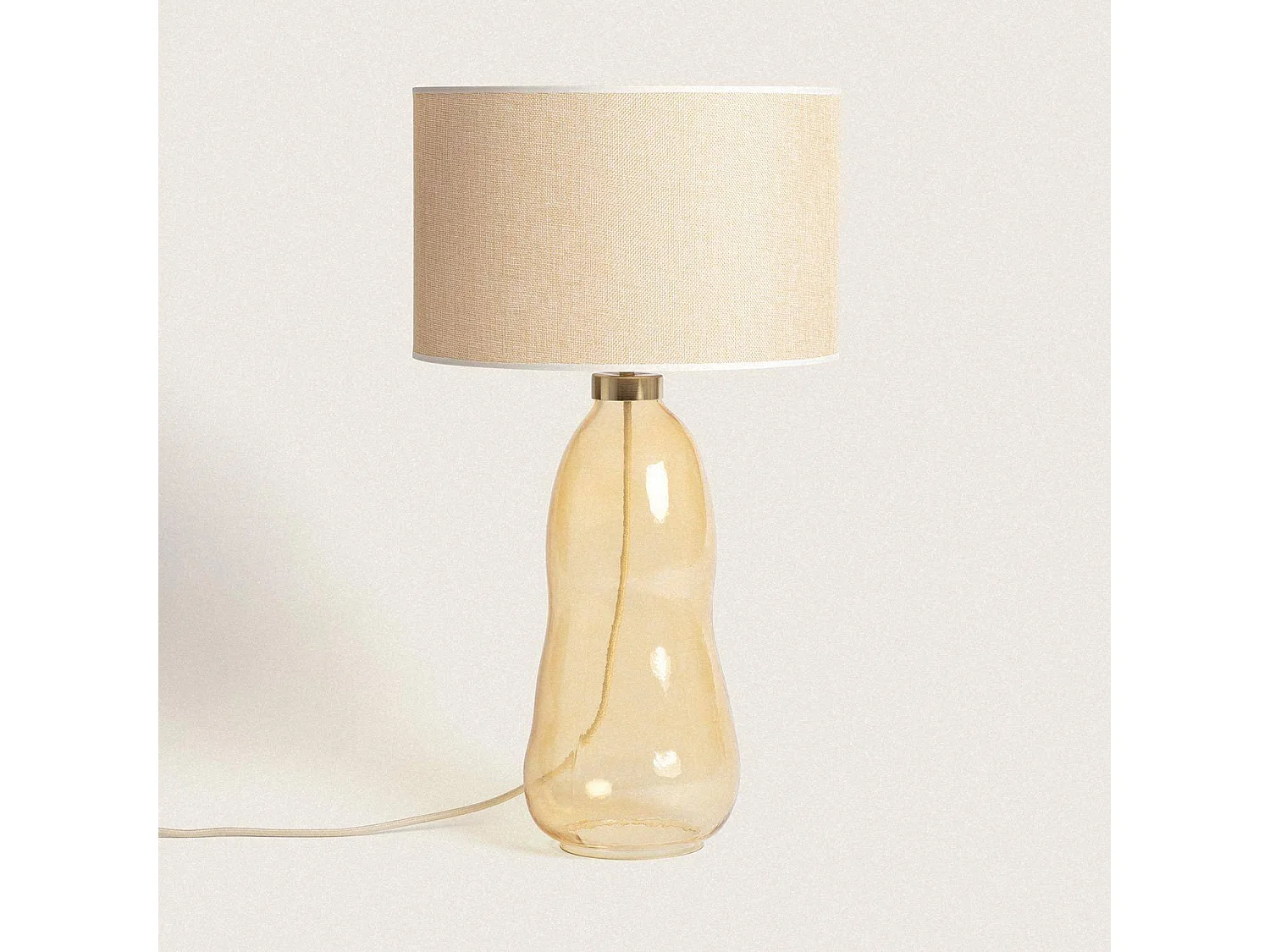 Lampe à Poser Tissu et Verre Big Nally Orange
