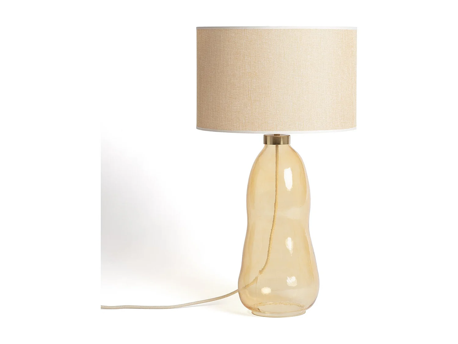 Lampe à Poser Tissu et Verre Big Nally Orange