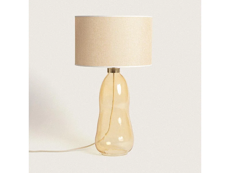 Lampe à Poser Tissu et Verre Big Nally Orange