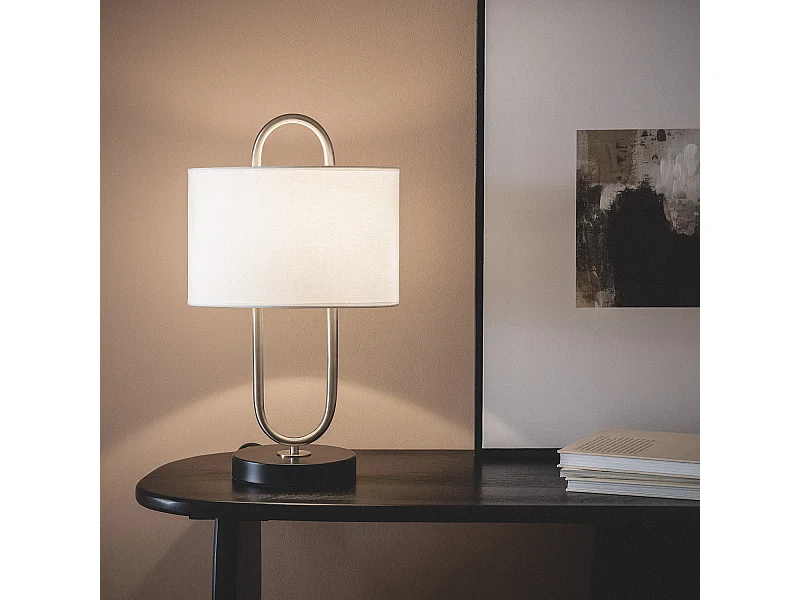 Lámpara de Mesa Metal y Tela Duque Blanco