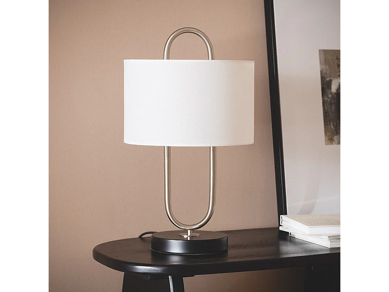 Lampe à Poser Métal et Tissu Duque Blanc