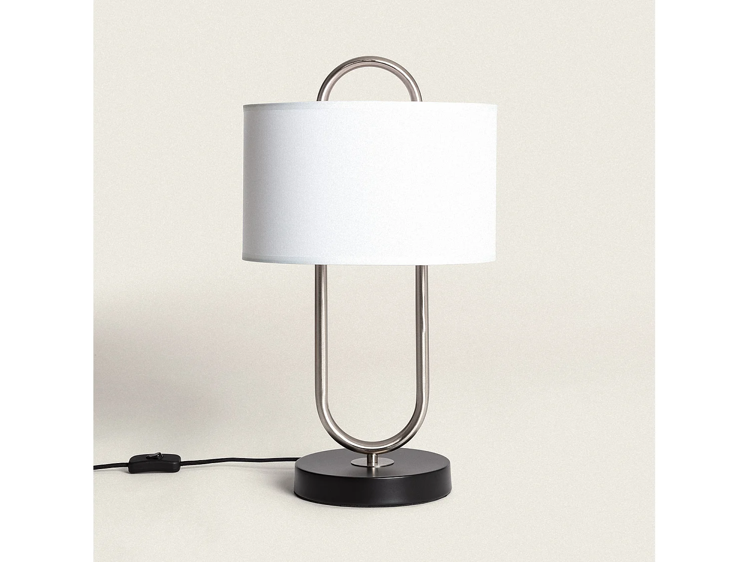 Lampe à Poser Métal et Tissu Duque Blanc