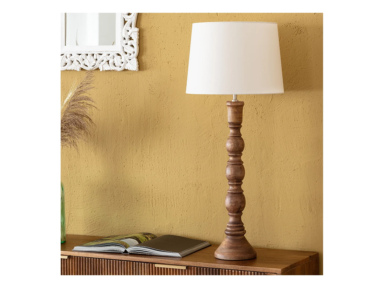 Lampe à Poser en bois Anand ILUZZIA Blanc