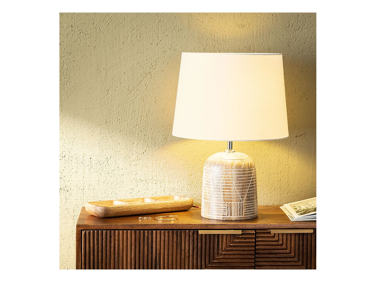 Lampe à Poser en bois Koson ILUZZIA Blanc