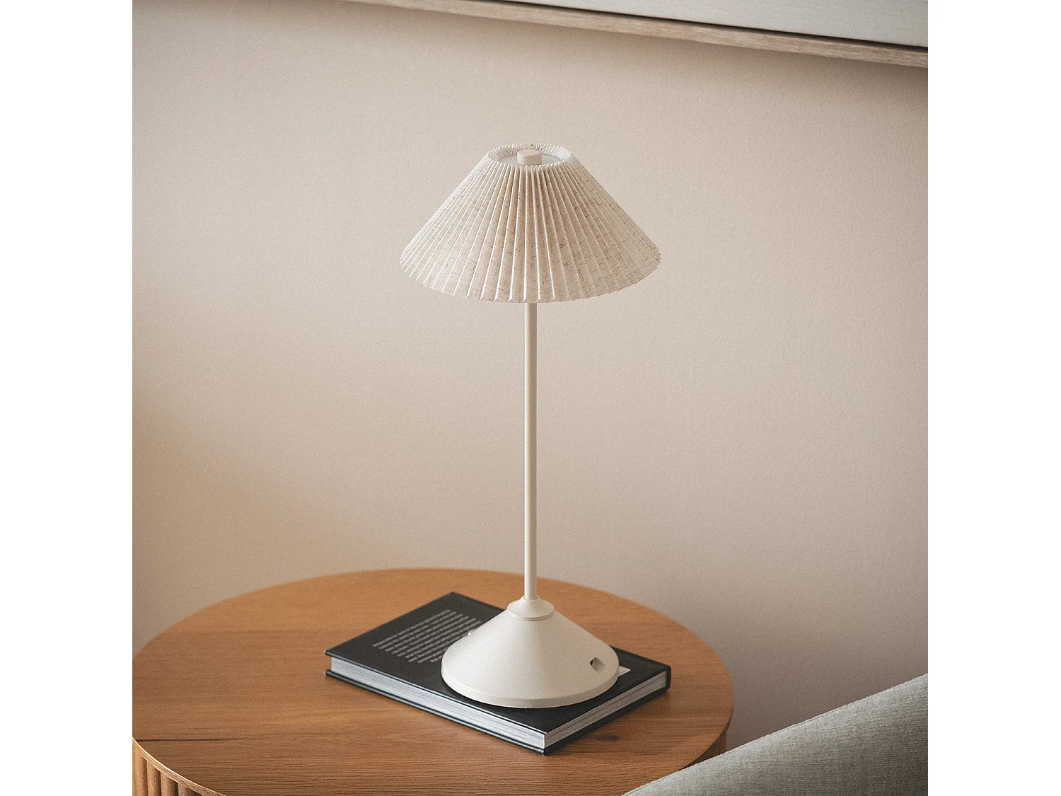 Lampada da Tavolo LED 3W Portatile Metallo con Batteria USB Ricaricabile Denwa Beige