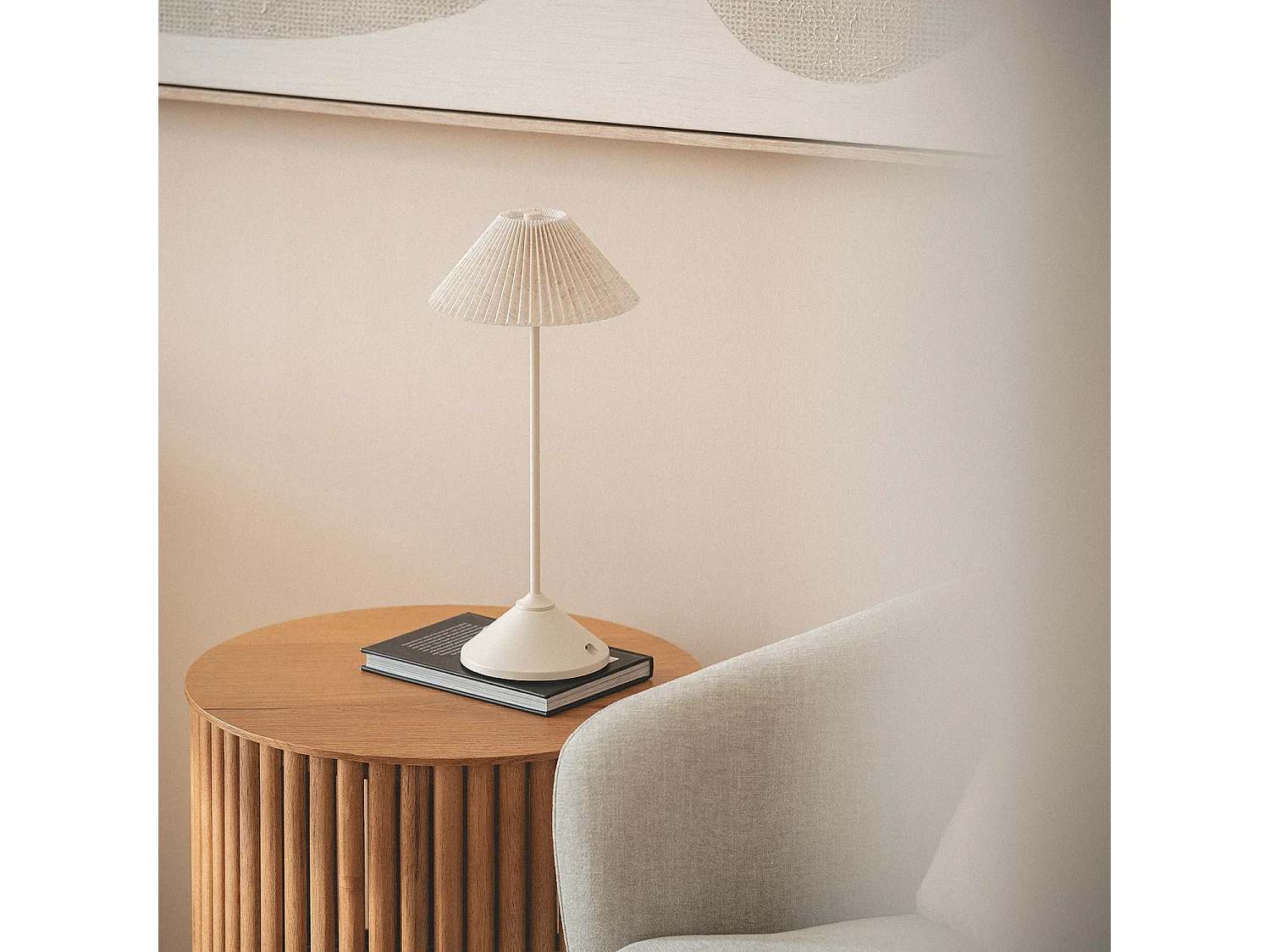 Lampada da Tavolo LED 3W Portatile Metallo con Batteria USB Ricaricabile Denwa Beige