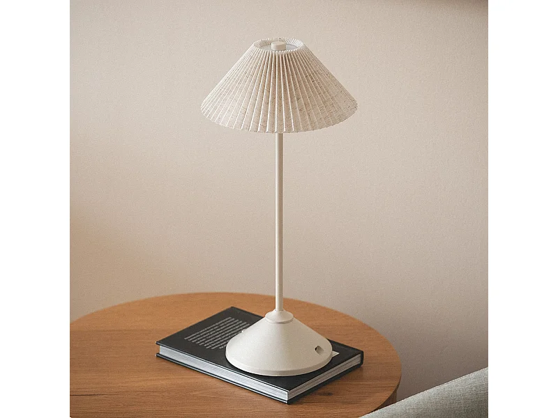 Lampada da Tavolo LED 3W Portatile Metallo con Batteria USB Ricaricabile Denwa Beige