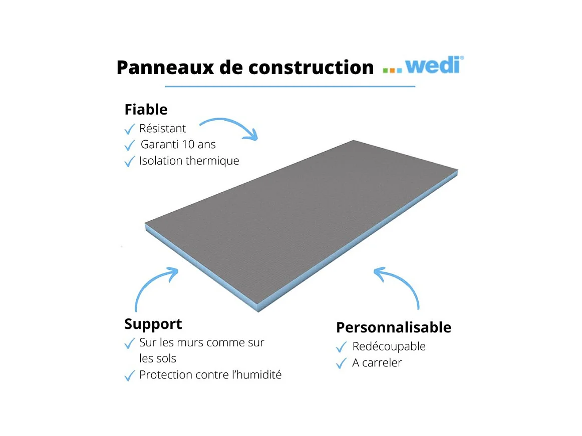 Panneau de construction WEDI 250 x 60 x 6 cm