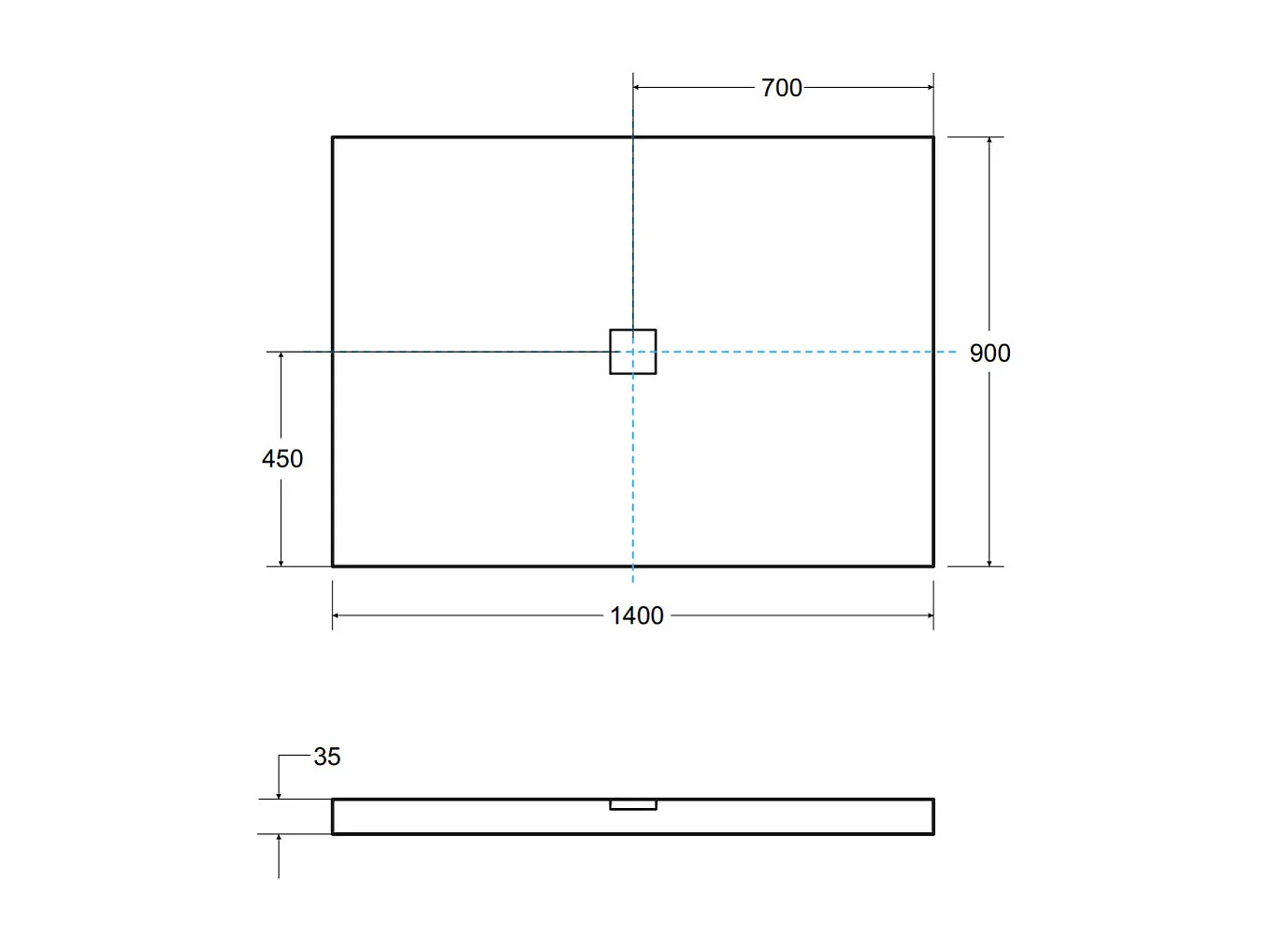 Receveur de douche extra-plat NOX ULTRASLIM rectangulaire 100-120-130-140 x 80-90 cm noir-blanc - Dimensions: 140 x 90 cm