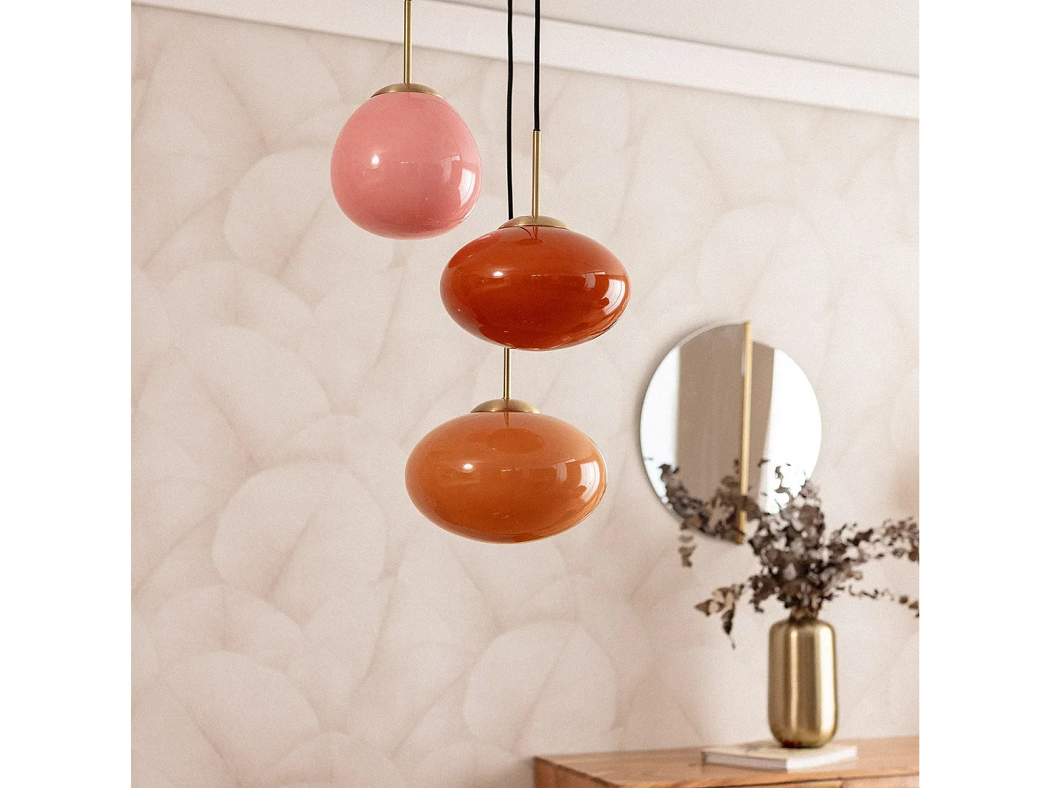 Lampada a Sospensione Vetro Kurta Rosa