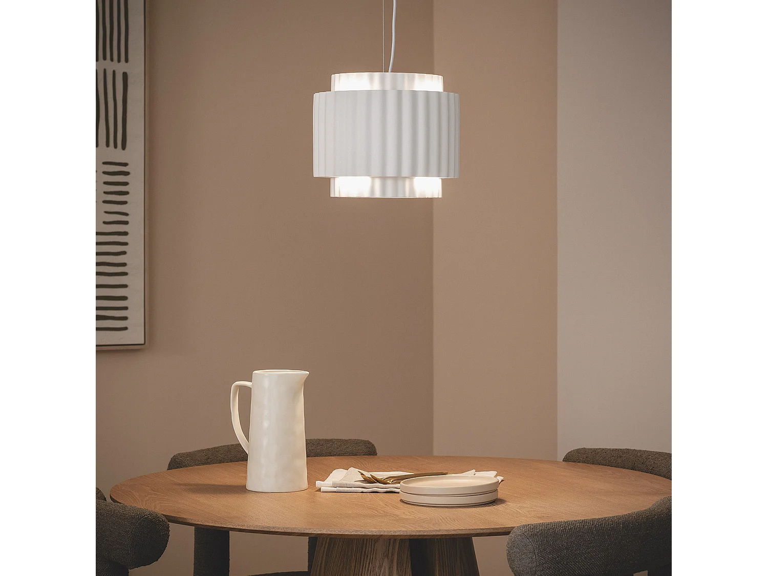 Suspension Plâtre Double Colum Blanc