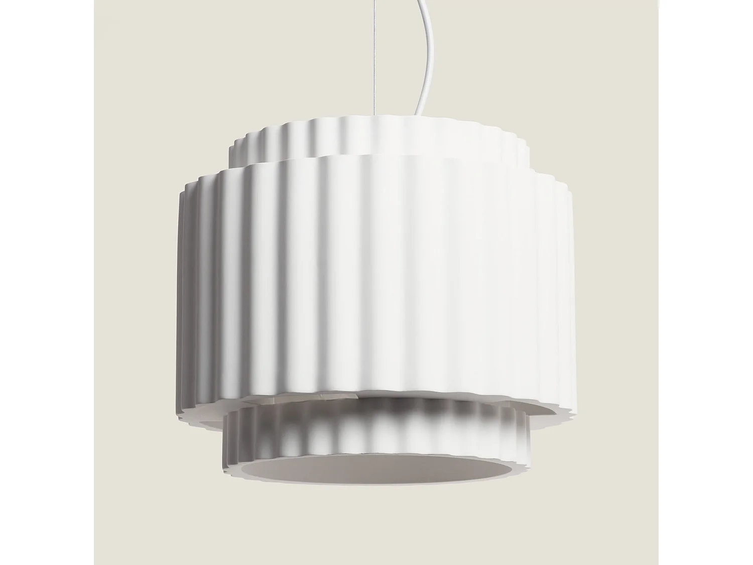 Suspension Plâtre Double Colum Blanc