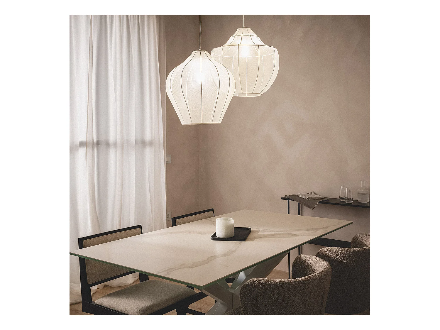 Suspension Métal et Tissu Ayla Rosa Empolvado