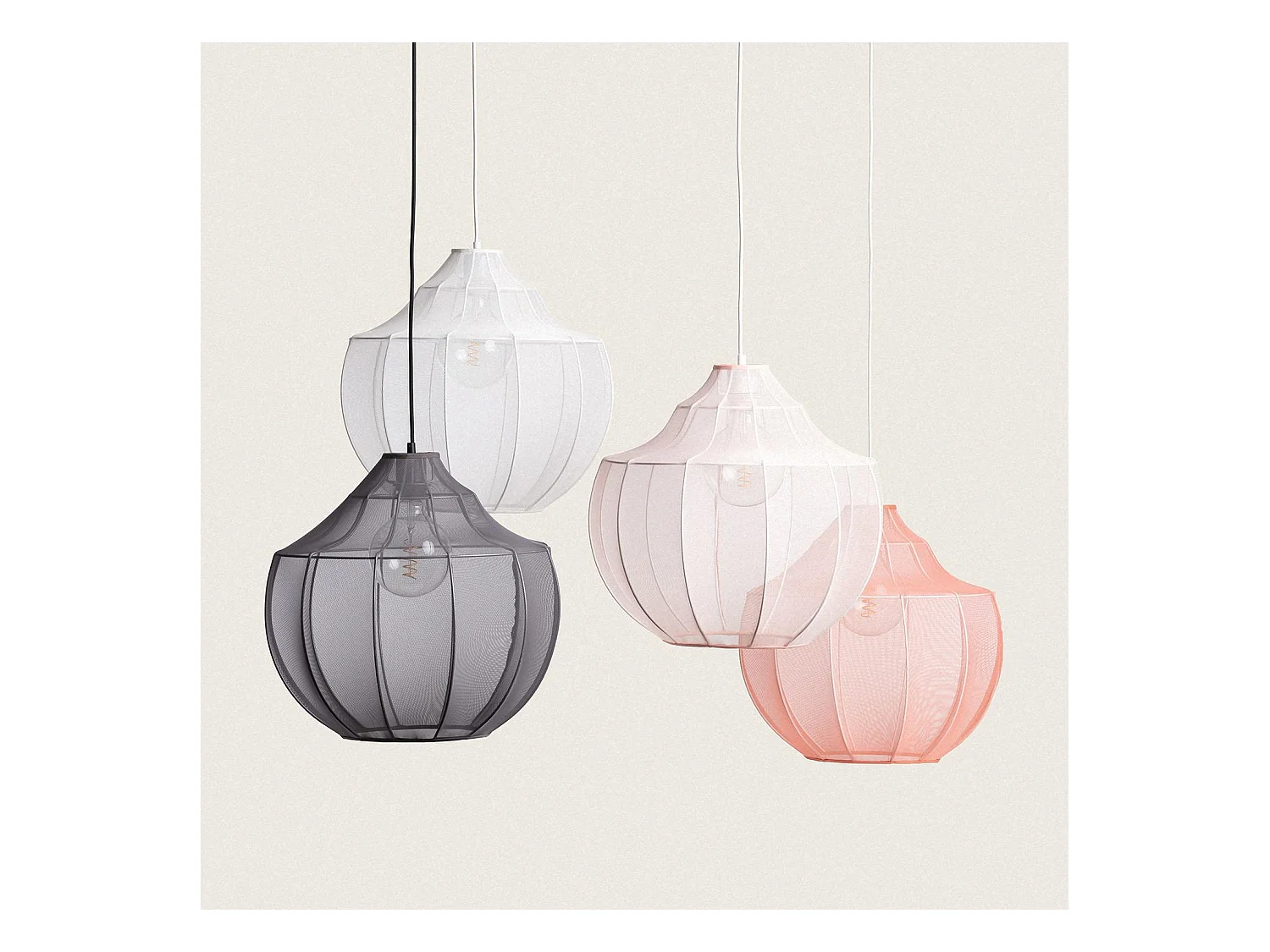 Suspension Métal et Tissu Ayla Rose pastel