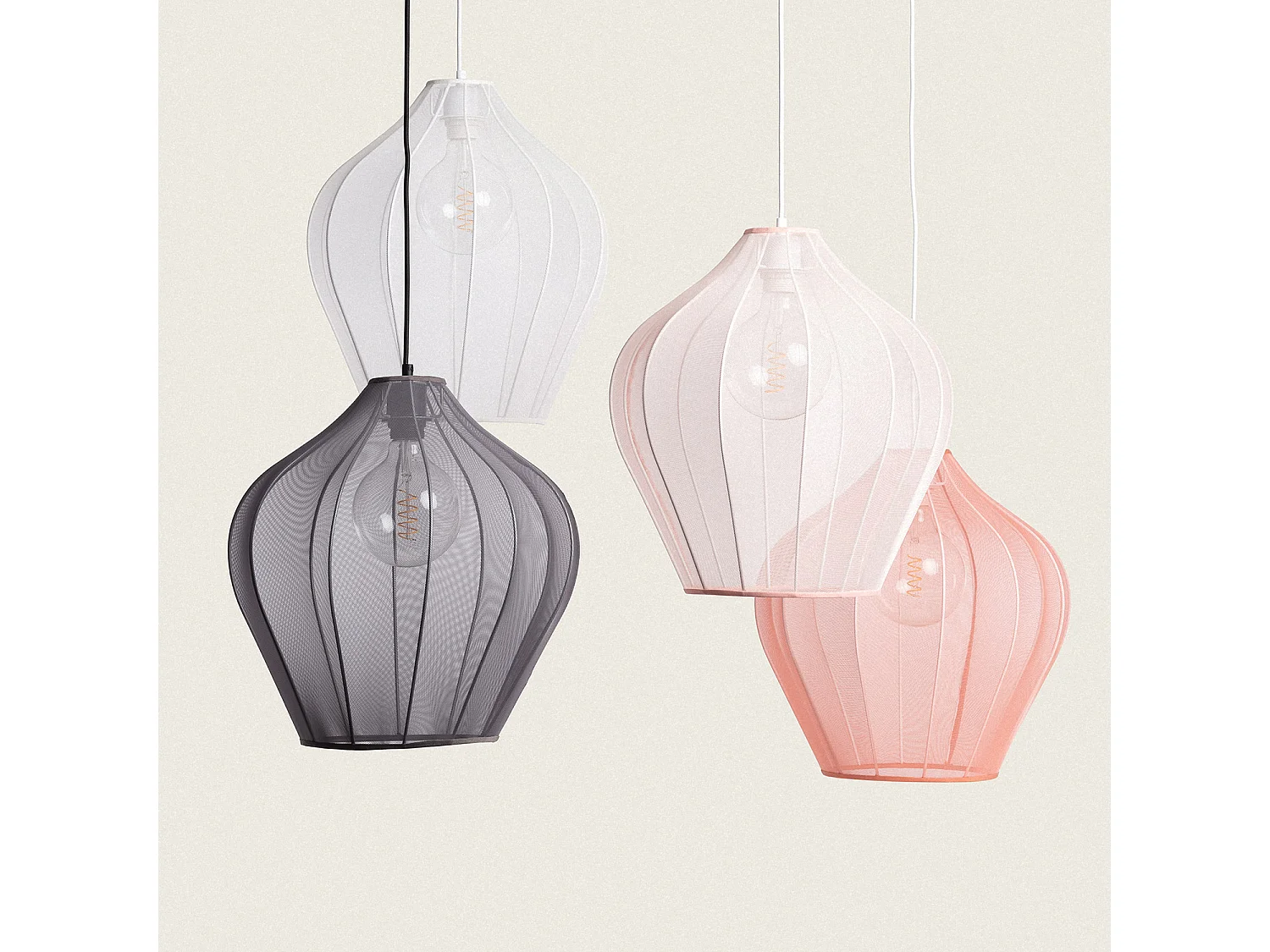 Suspension Métal et Tissu Ø400 mm Yara Rosa Empolvado