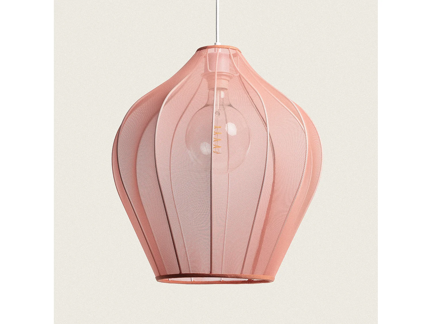 Lampada a Sospensione Metallo e Tessuto Ø400 mm Yara Rosa cipria