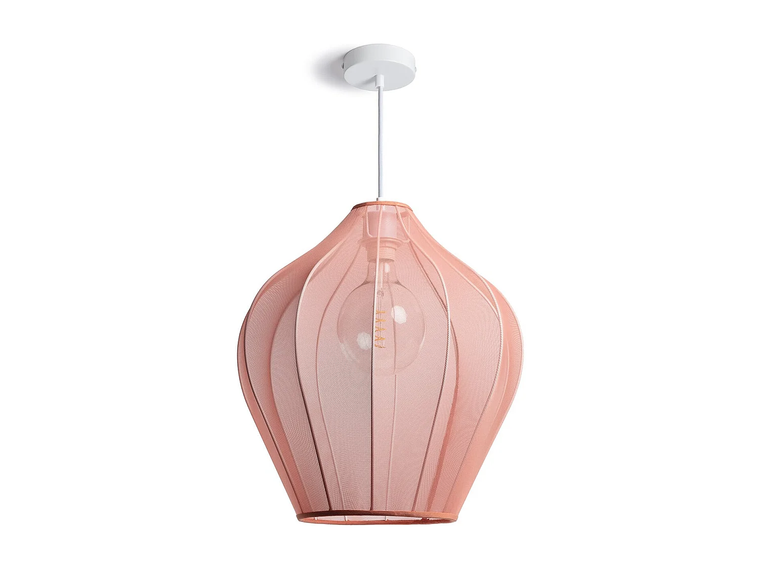 Lampada a Sospensione Metallo e Tessuto Ø400 mm Yara Rosa cipria