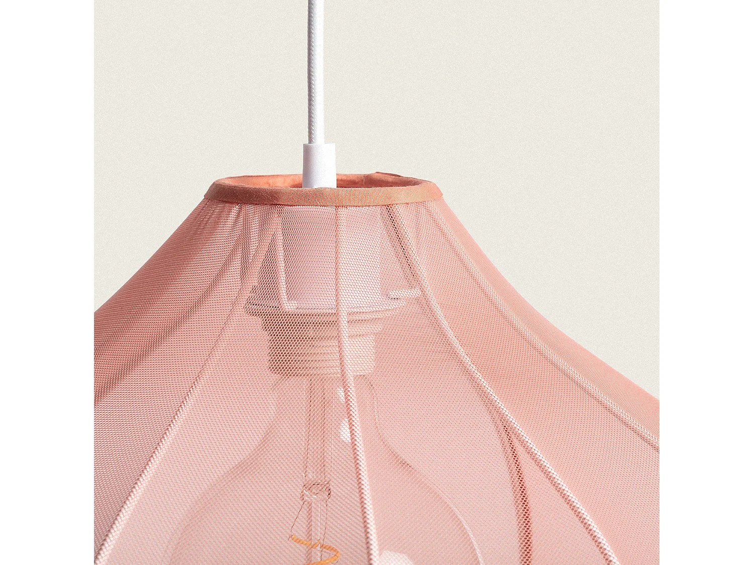 Lampada a Sospensione Metallo e Tessuto Ø400 mm Yara Rosa cipria