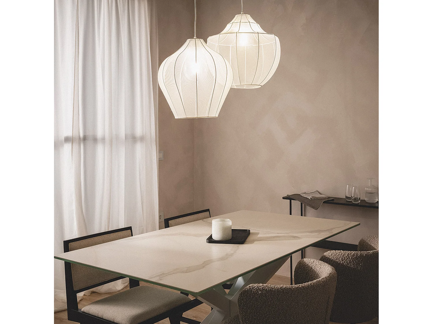 Suspension Métal et Tissu Ayla Gris Fumée