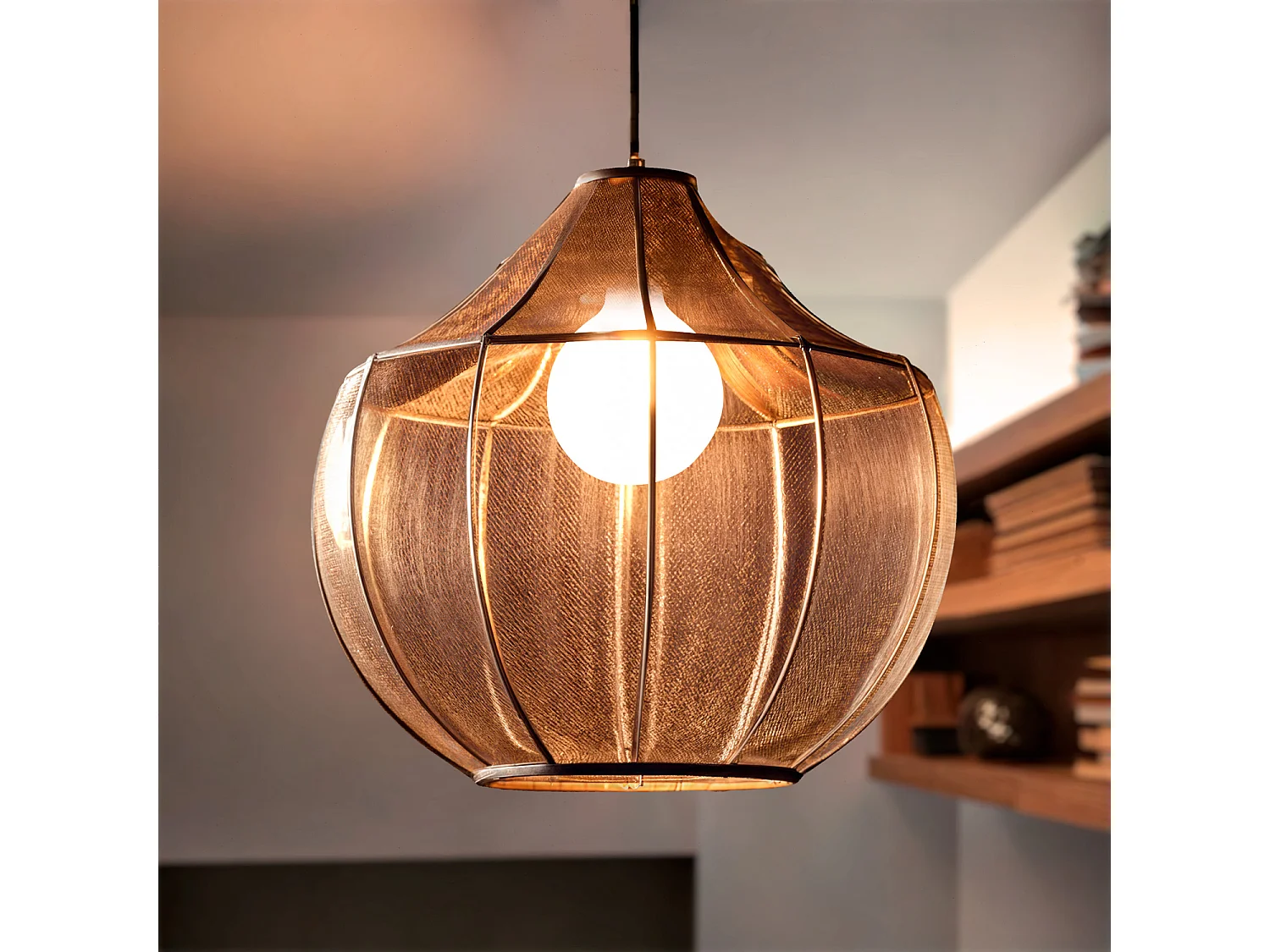 Suspension Métal et Tissu Ayla Gris Fumée