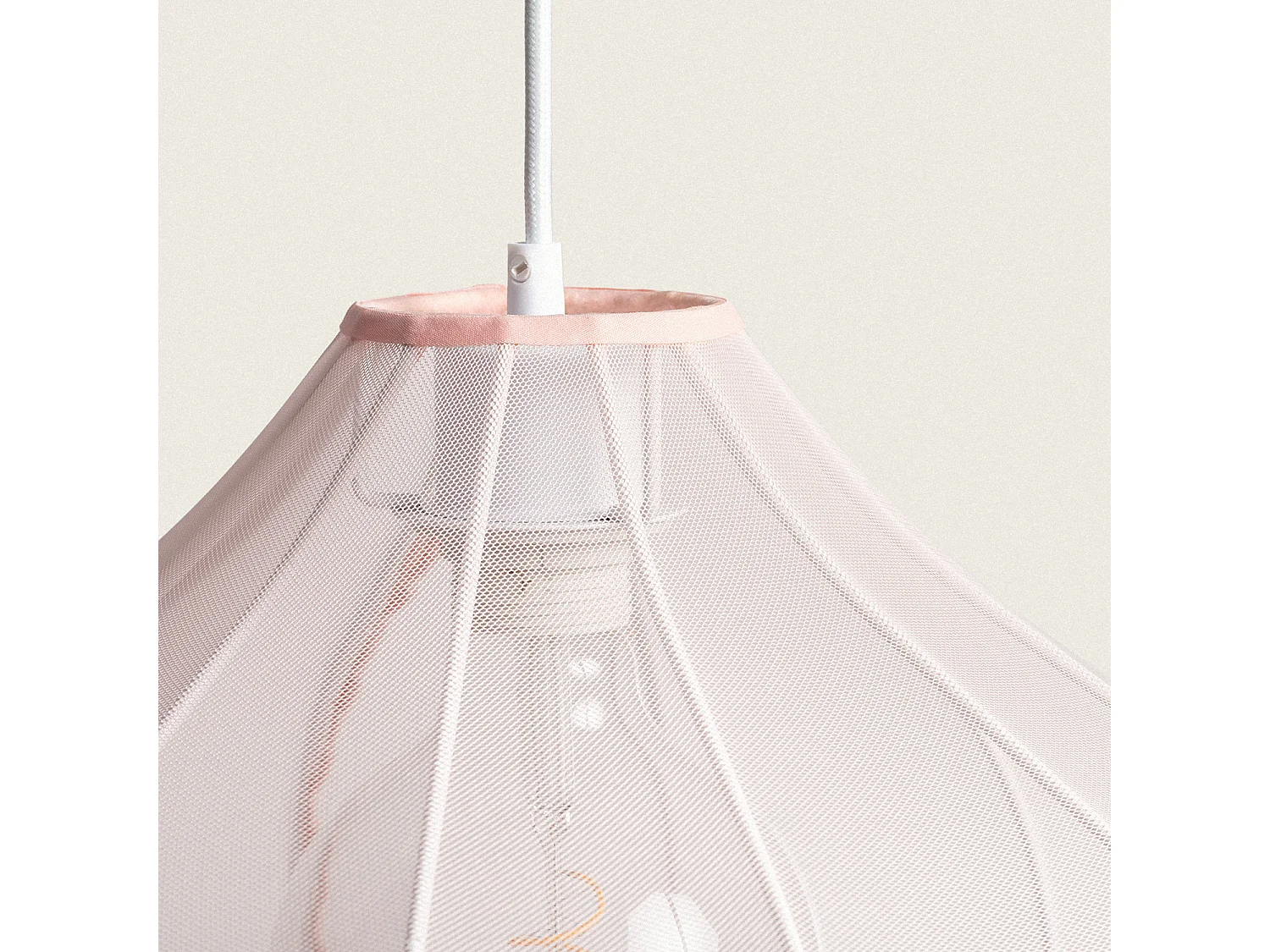 Lampada a Sospensione Metallo e Tessuto Ø400 mm Yara Rosa Pastello