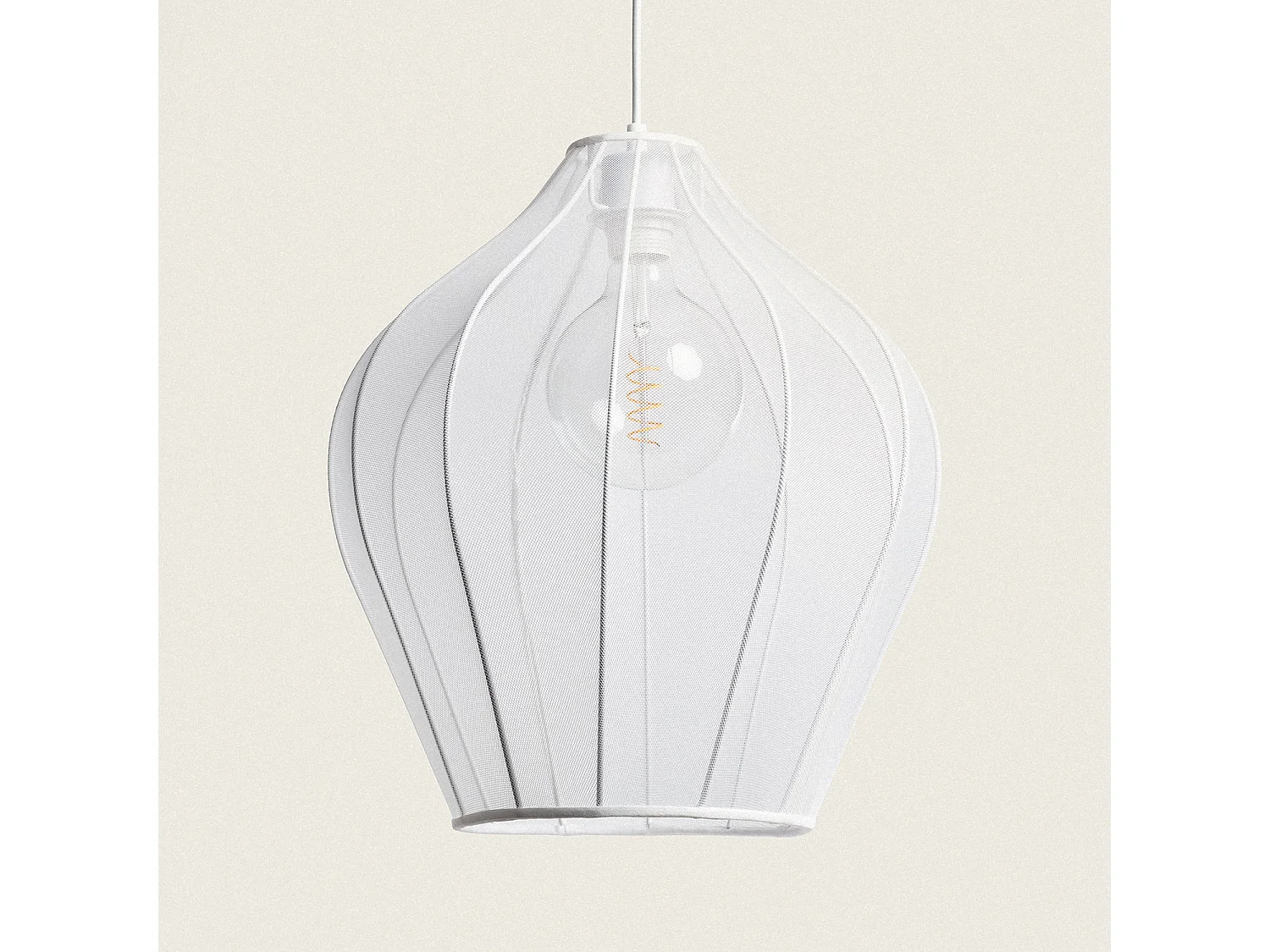 Lampada a Sospensione Metallo e Tessuto Ø400 mm Yara Bianco