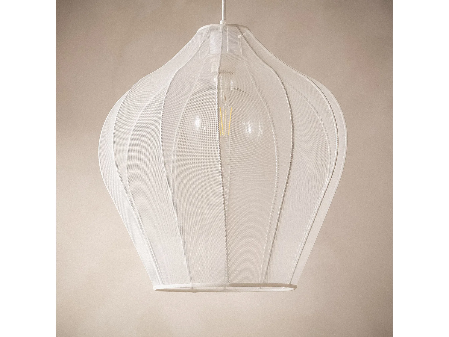 Lampada a Sospensione Metallo e Tessuto Ø400 mm Yara Bianco