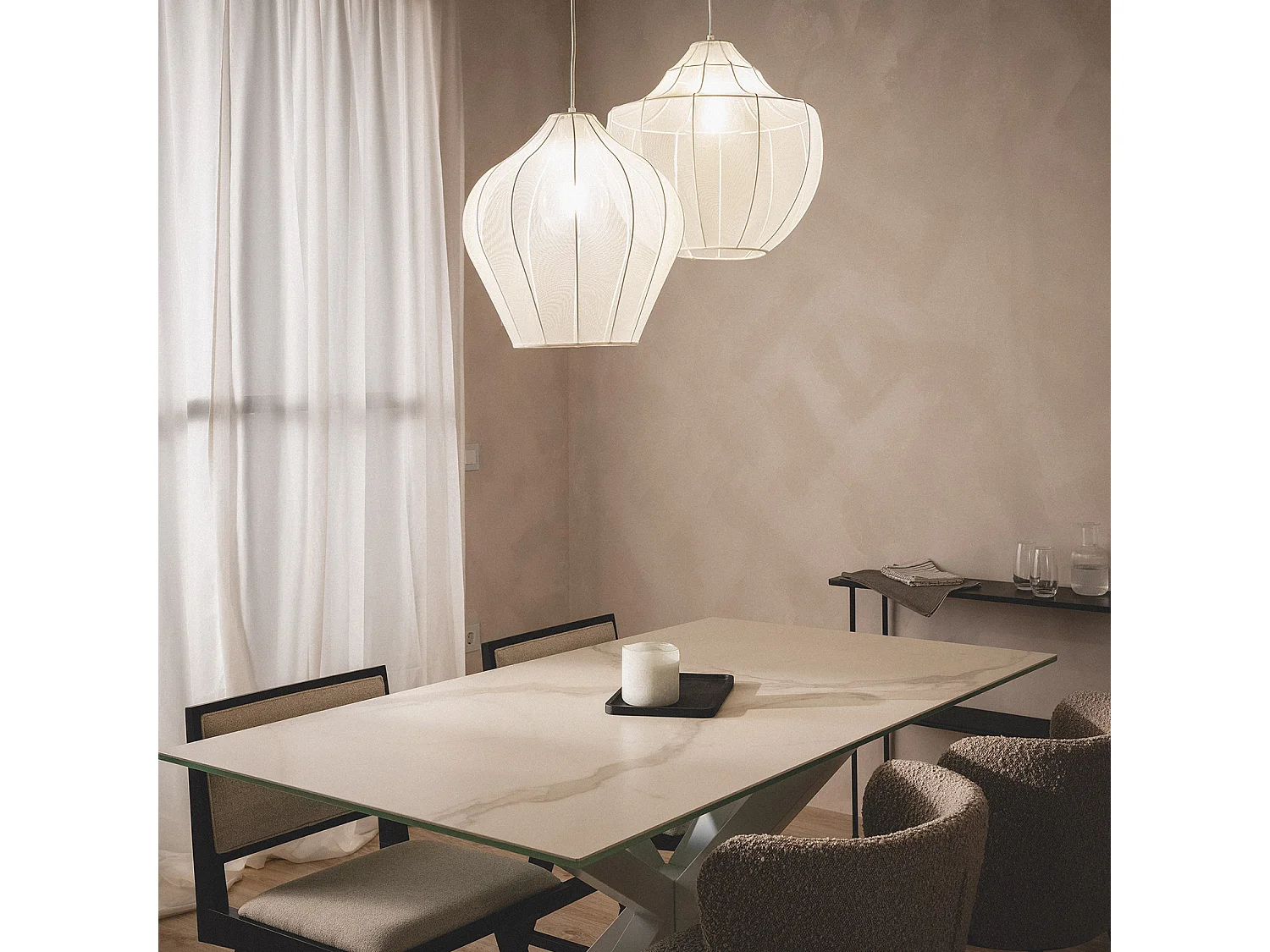 Suspension Métal et Tissu Ø400 mm Yara Blanc