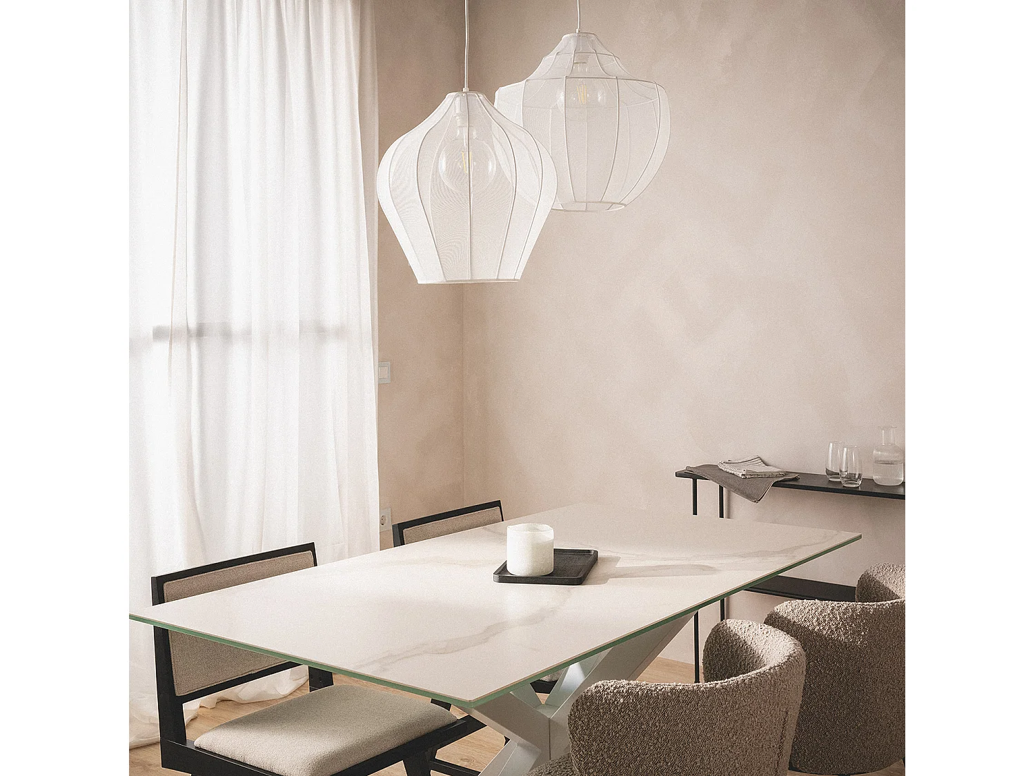 Suspension Métal et Tissu Ø400 mm Yara Blanc