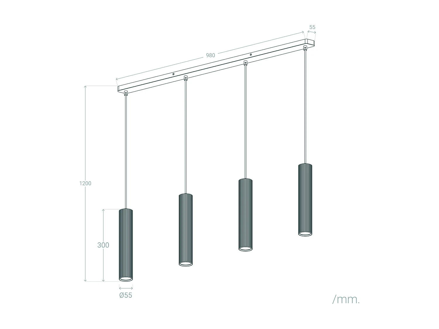 Suspension Aluminium 4 Spots Breix  Noir