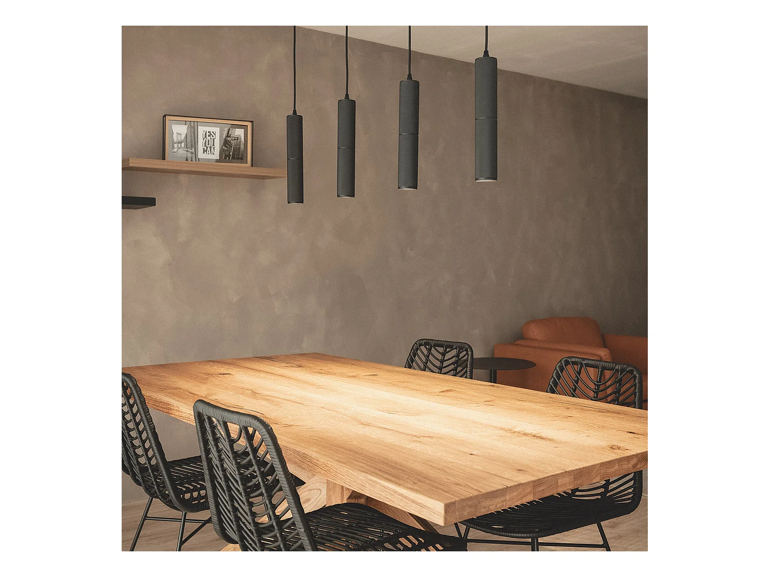 Lámpara Colgante Aluminio Breixo 4 Focos Negro