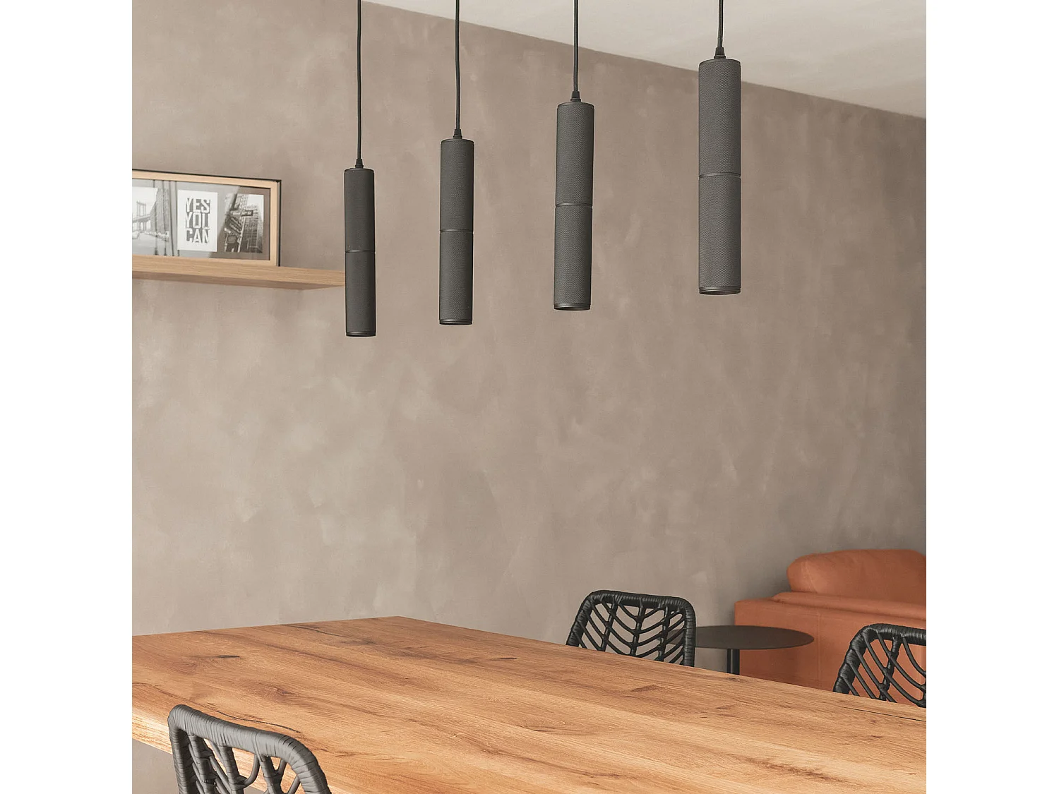 Lampada a Sospensione Alluminio Breixo 4 Faretti Nero