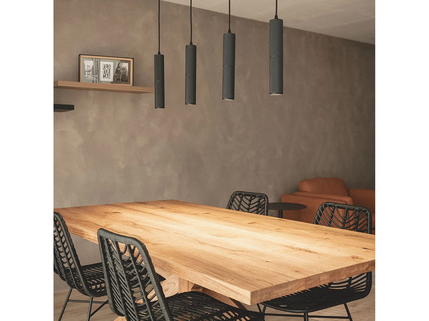 Lámpara Colgante Aluminio Breixo 4 Focos Negro