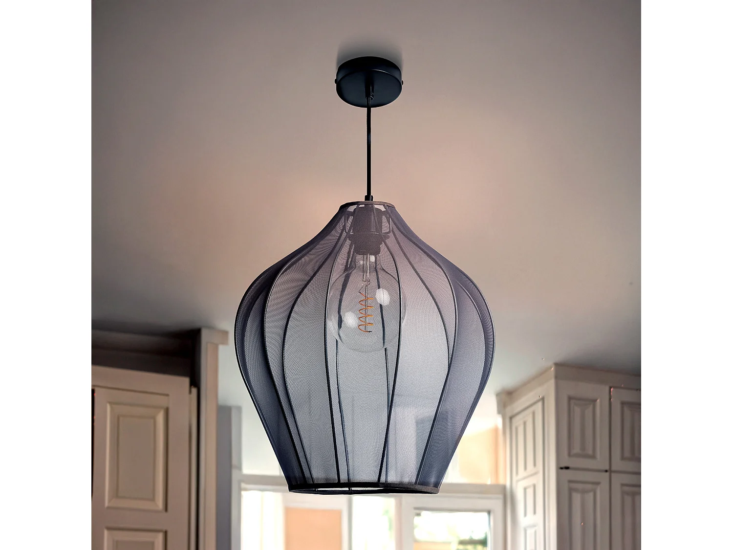 Suspension Métal et Tissu Ø400 mm Yara Gris Fumée