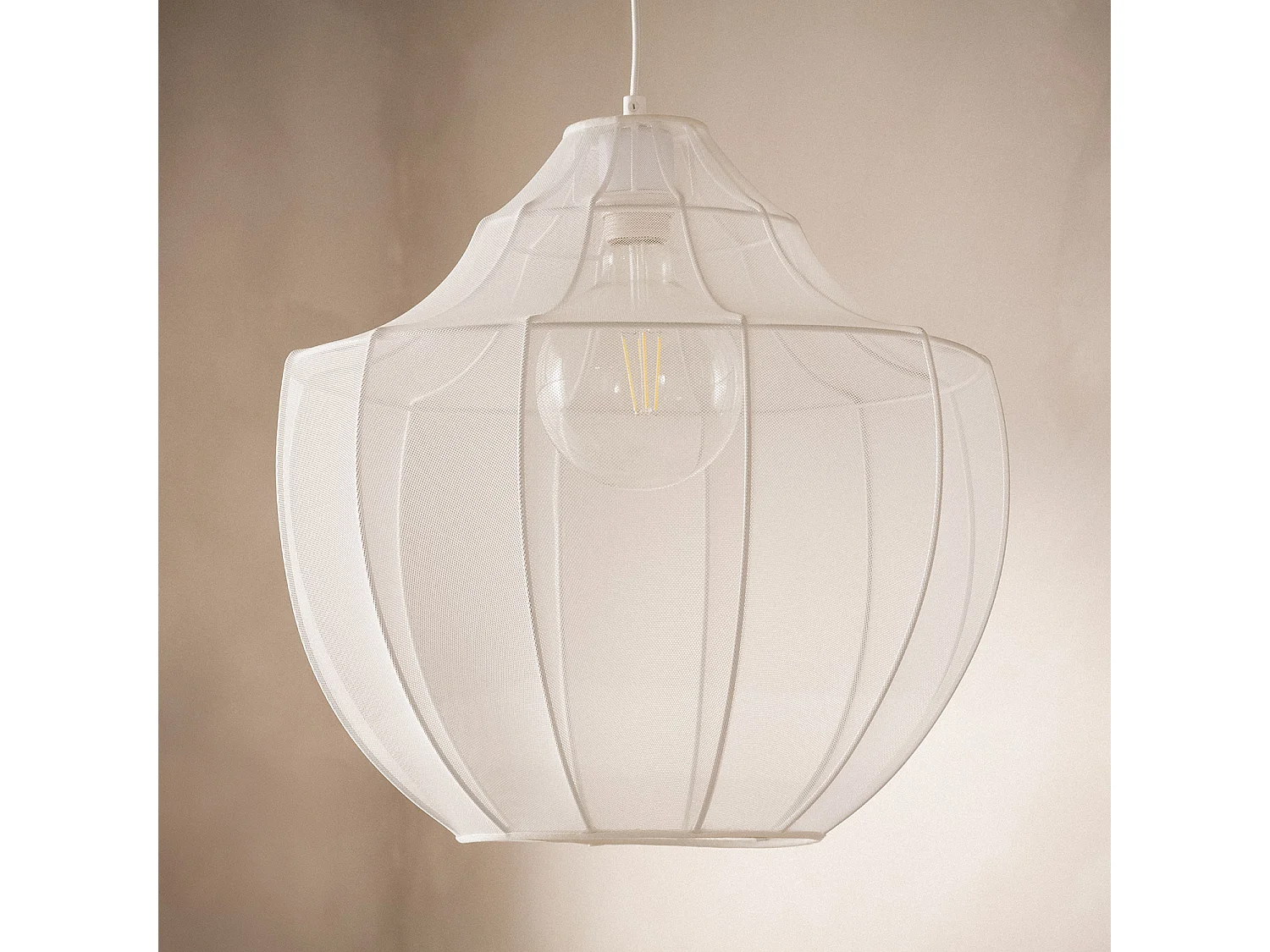 Suspension Métal et Tissu Ayla Blanc