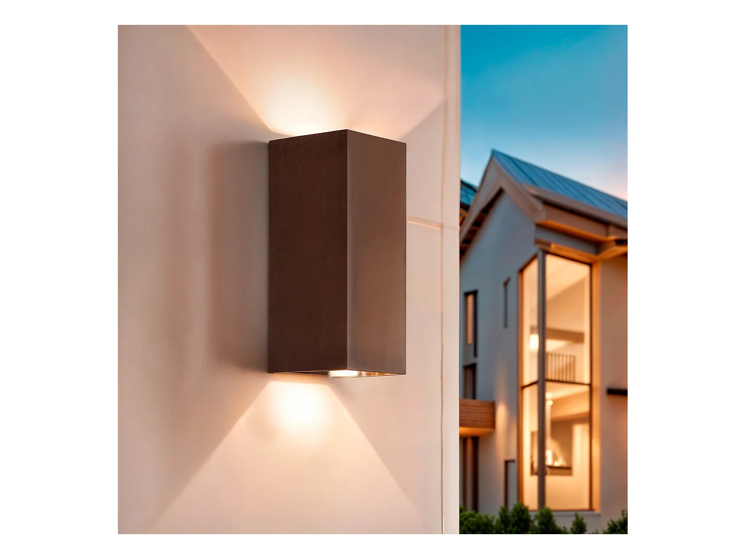 Aplique de Pared Exterior LED 10W Aluminio Iluminación Doble Cara CCT Seleccionable Denny Square Large Óxido