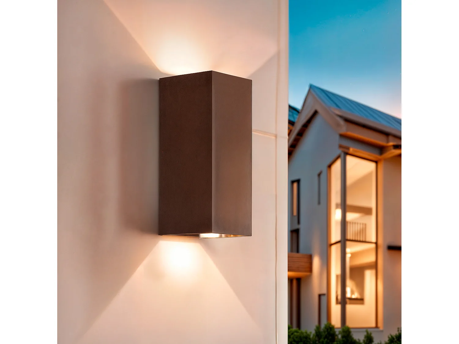 Aplique de Pared Exterior LED 10W Aluminio Iluminación Doble Cara CCT Seleccionable Denny Square Large Óxido