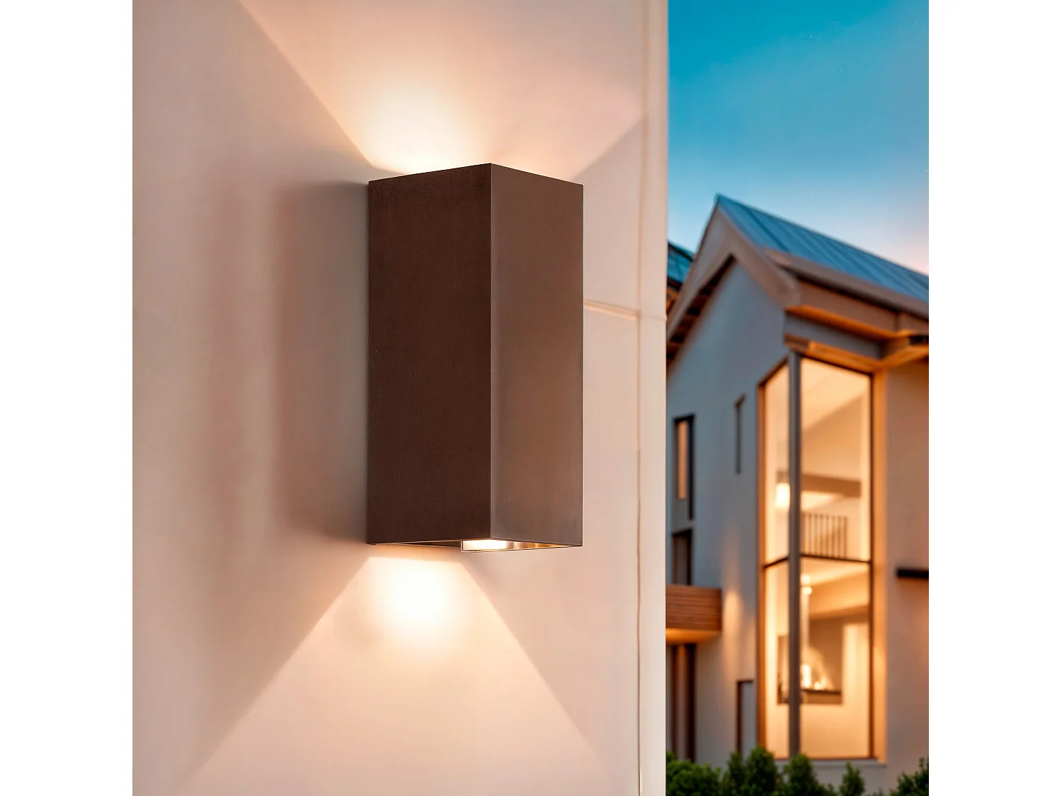 Applique Murale Extérieure LED 10 W Aluminium Double Face CCT Sélectionnable Oscilum Square Rouille