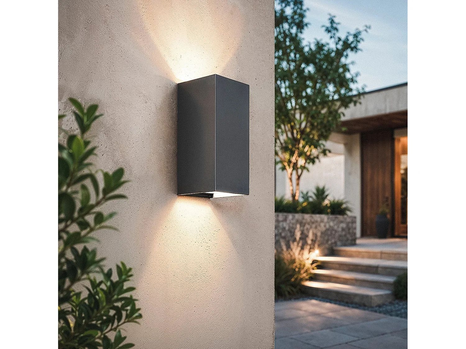 Applique Murale Extérieure LED 10 W Aluminium Double Face CCT Sélectionnable Oscilum Square Rouille