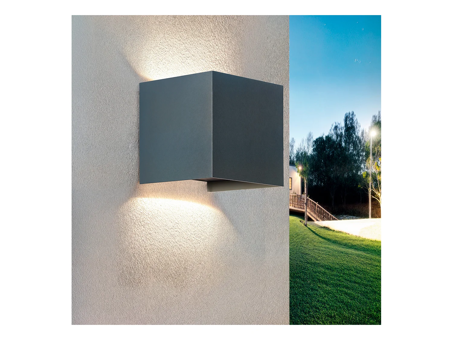 Aplique de Pared Exterior LED 10W Aluminio Iluminación Doble Cara CCT Seleccionable Denny Square Antracita