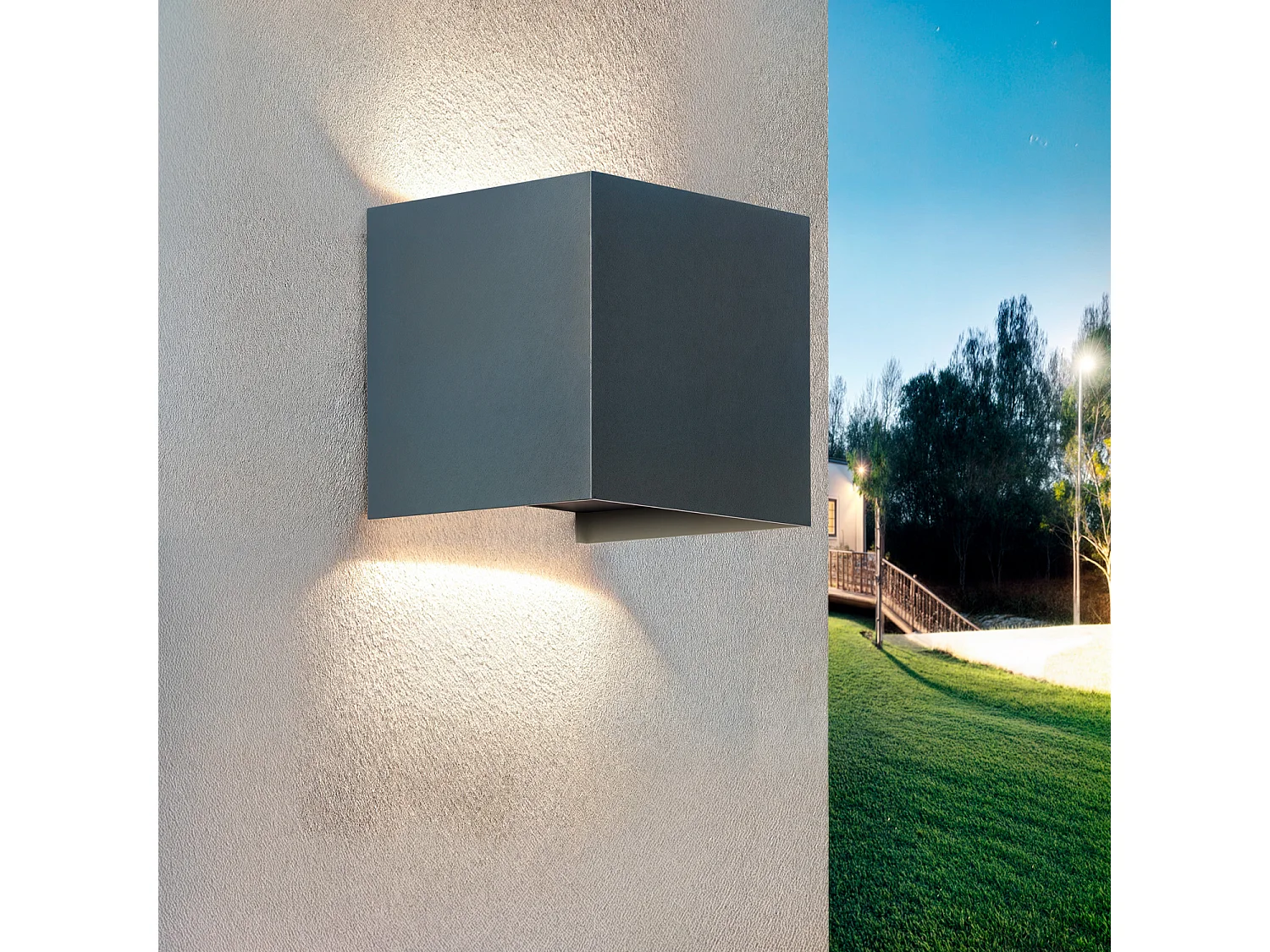 Applique da Parete per Esterno LED 10W Alluminio Illuminazione Doppia Luce CCT Selezionabile Iridix Antracite