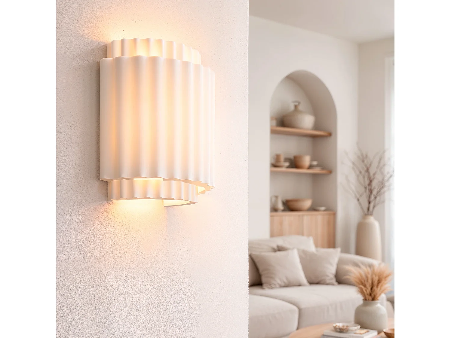 Applique Murale Plâtre Double Colum Blanc