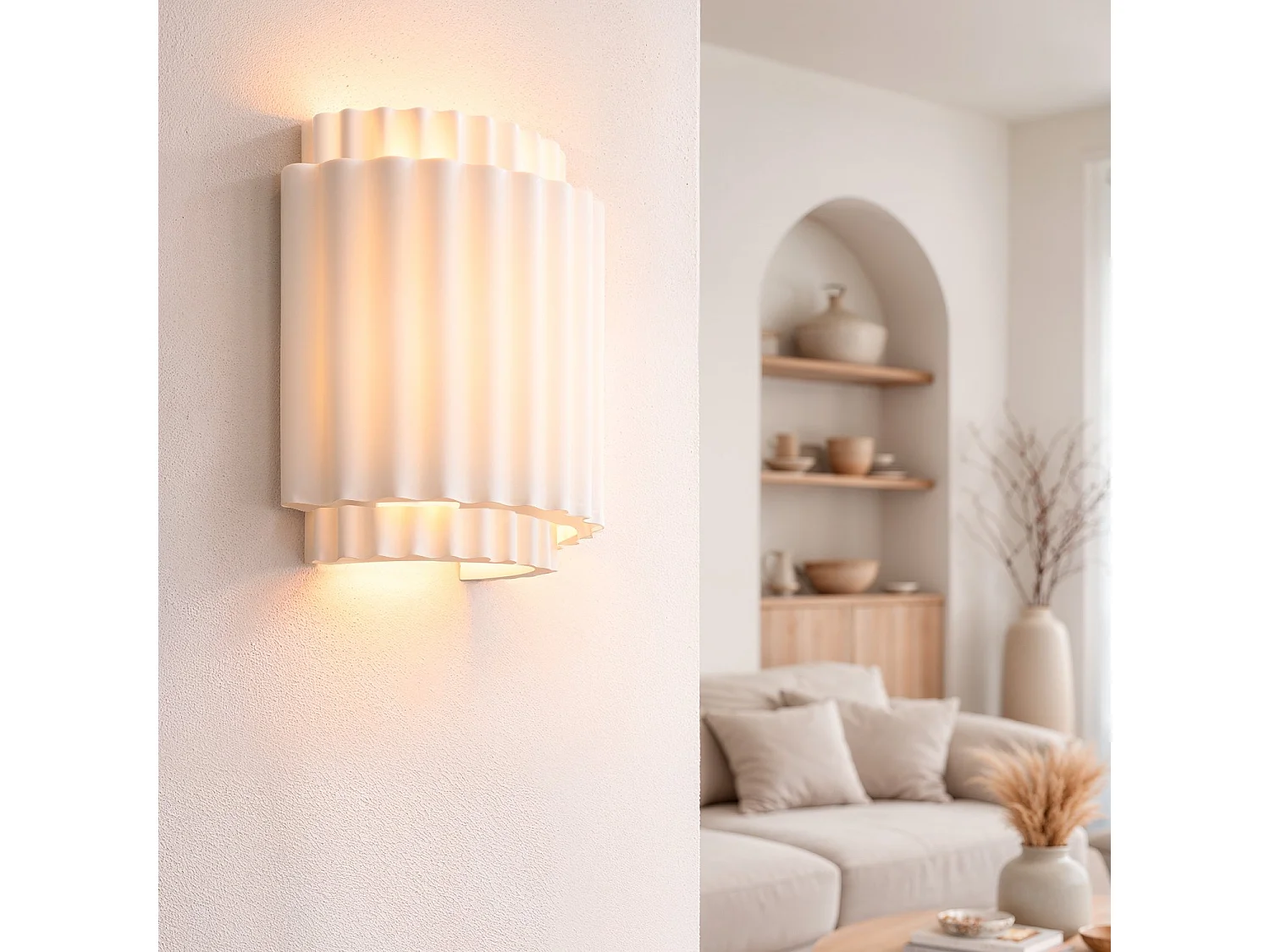 Applique Murale Plâtre Double Colum Blanc